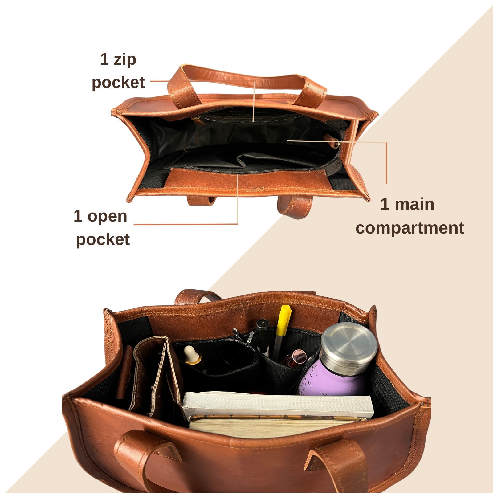 Madosh, Genuine Leather Classic Brown Half Moon Shoulder Tote Style Fashion Sleek Everyday Handbag Purse for Women